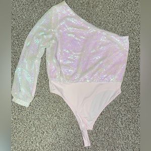 Sequin one shoulder body suit